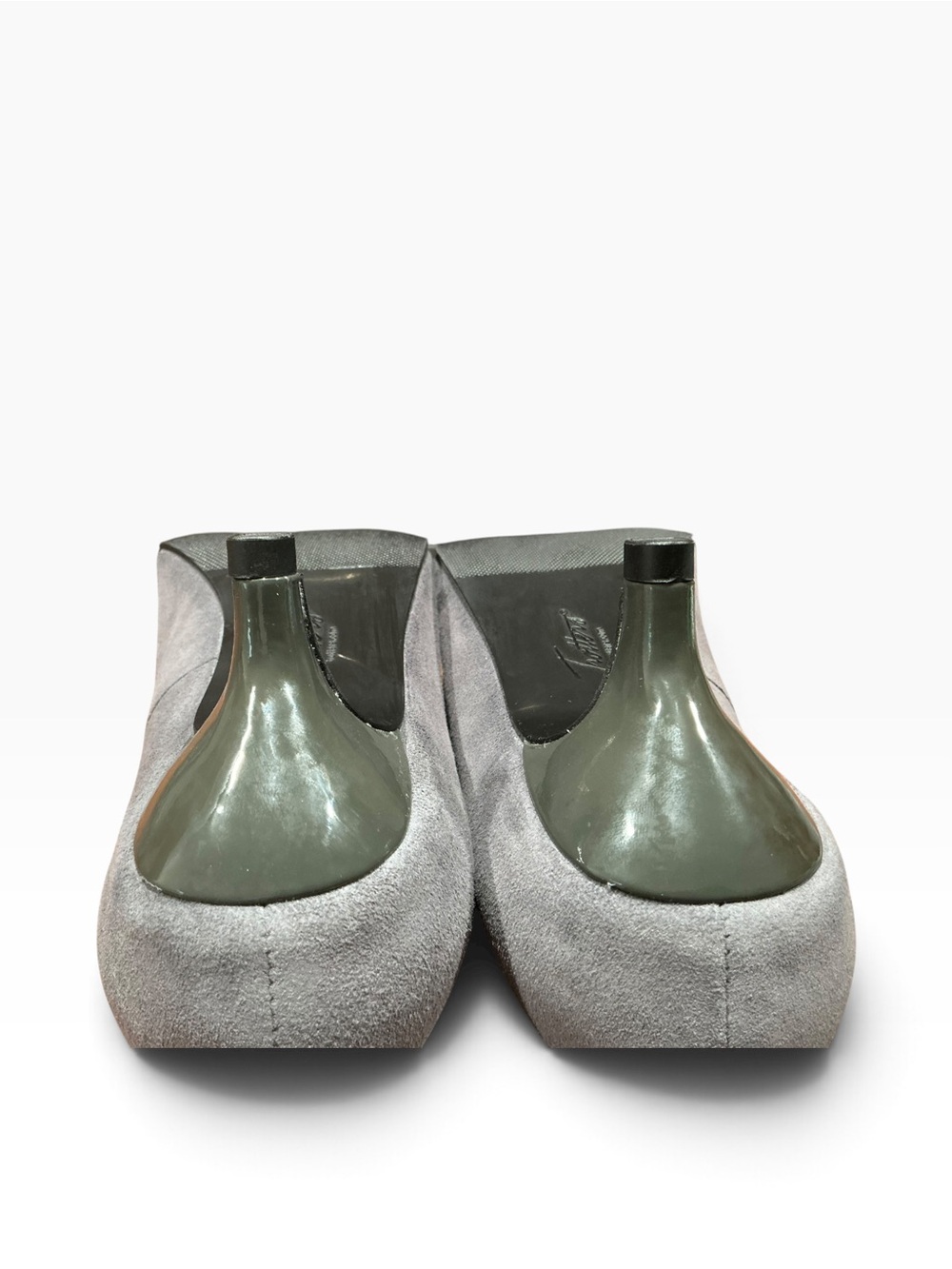 Trotters Kiera Grey Suede Patent Comfort Career Wear Kitten Heel Pumps 8 - Picture 6 of 10